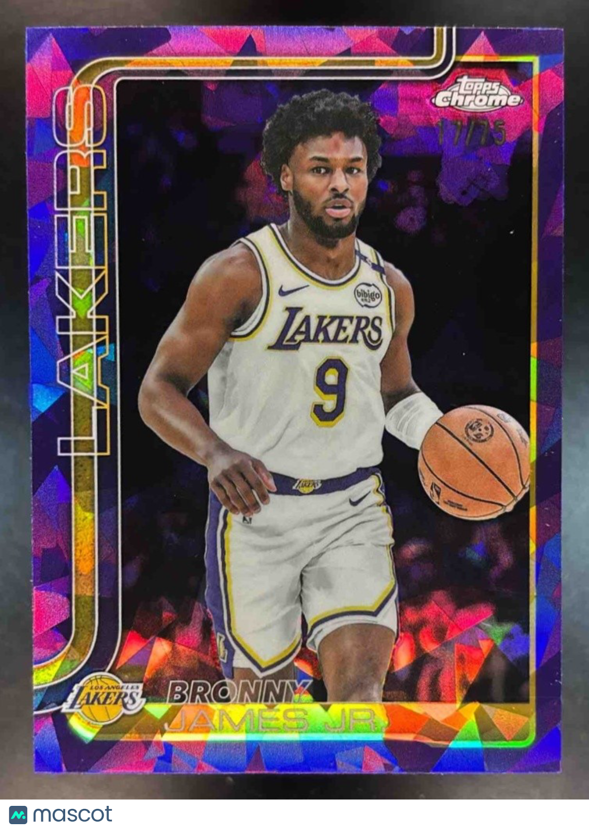 2025-26 Topps Chrome Sapphire Bronny James Jr. Purple /75 #182 Los Angeles Laker - Sports Cards