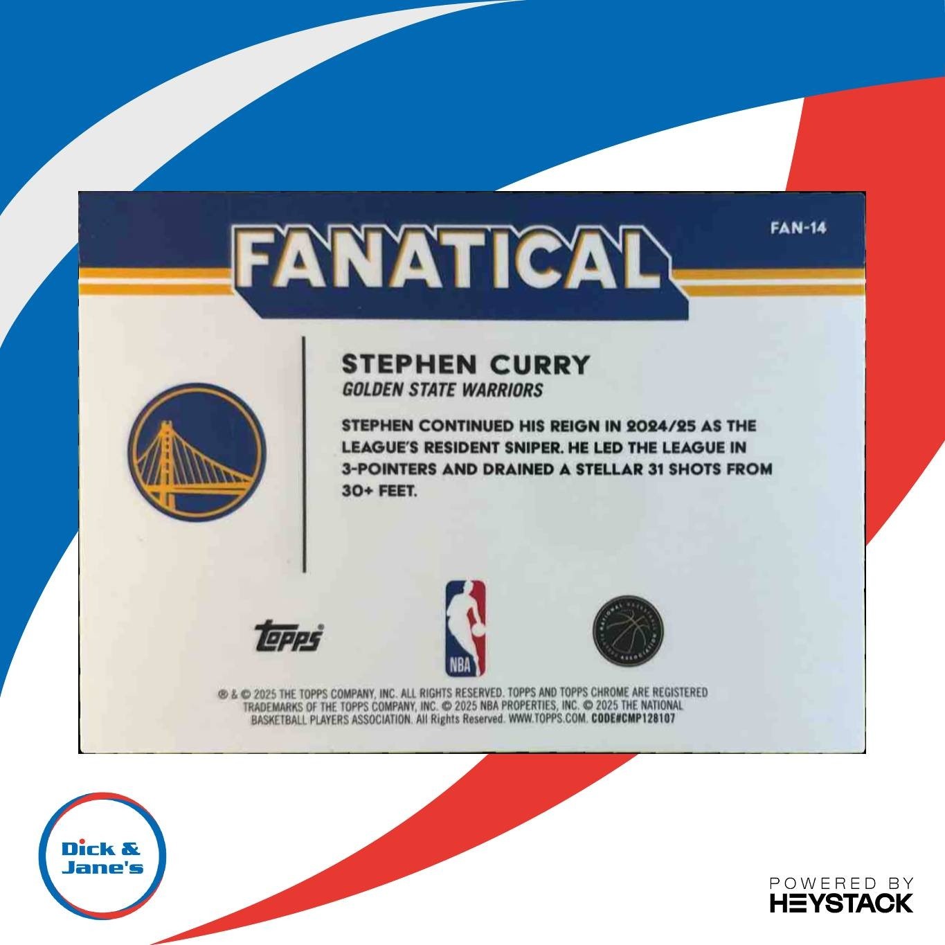 2025-26 Topps Chrome Stephen Curry Fanatical #FAN-14 SSP Golden State Warriors - Sports Cards