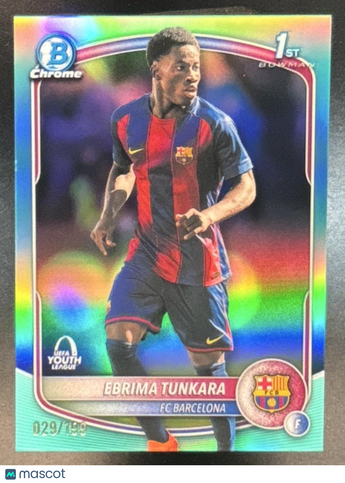 2025-26 Topps Chrome UEFA CC Ebrima Tunkara Bowman Youth League Aqua /199 - Sports Cards