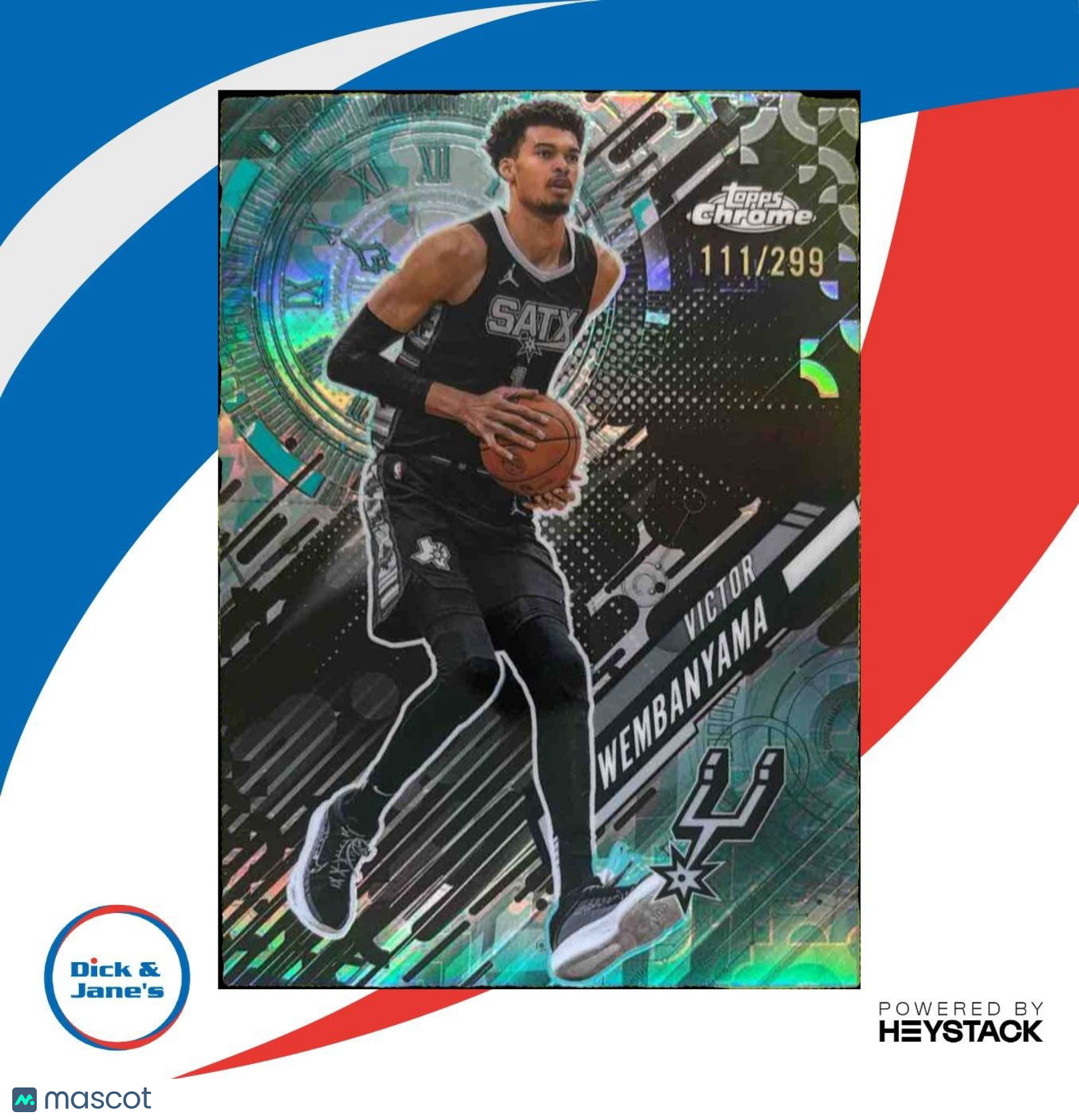 2025-26 Topps Chrome Victor Wembanyama Go Time Teal /299 San Antonio Spurs - Sports Cards