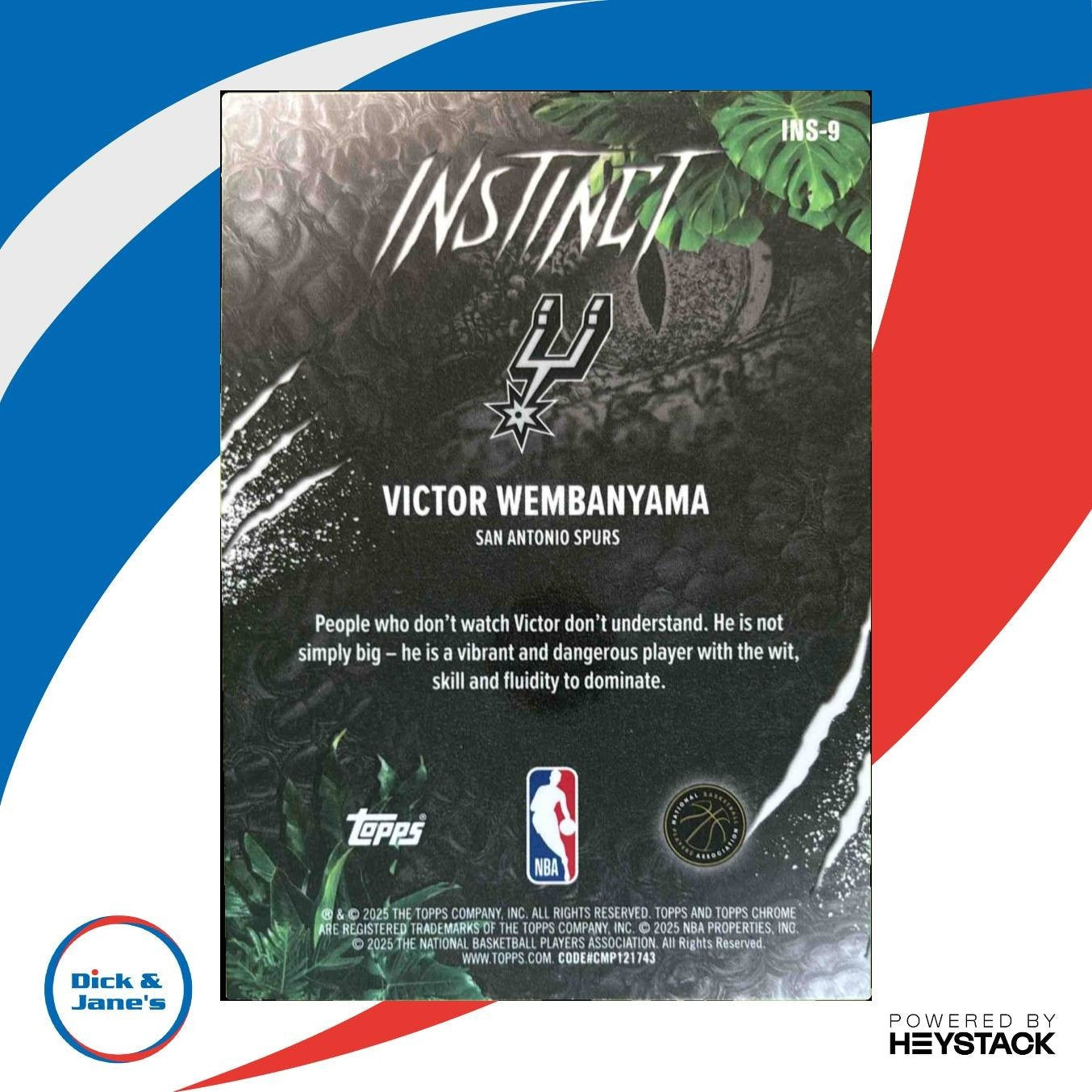 2025-26 Topps Chrome Victor Wembanyama Instinct #INS-9 San Antonio Spurs - Sports Cards