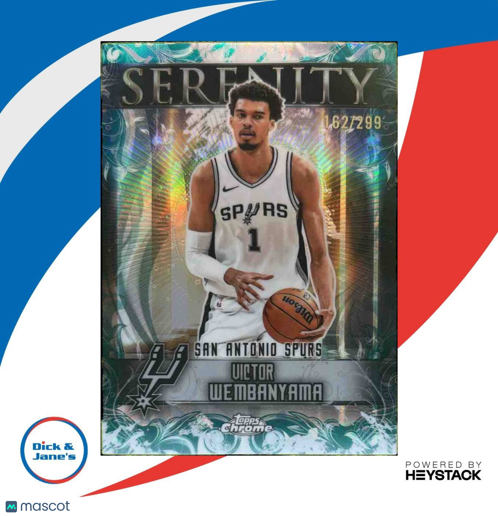 2025-26 Topps Chrome Victor Wembanyama Serenity Teal /299 San Antonio Spurs - Sports Cards