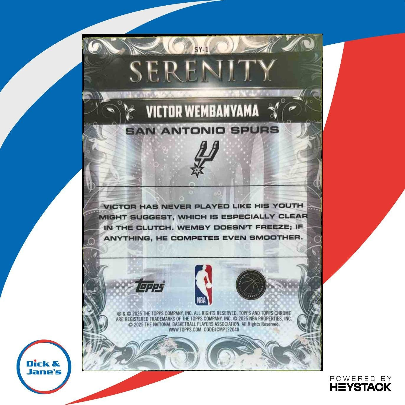 2025-26 Topps Chrome Victor Wembanyama Serenity Teal /299 San Antonio Spurs - Sports Cards