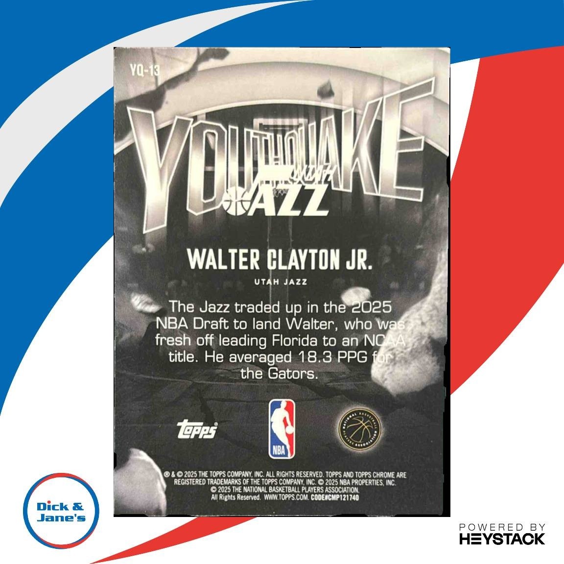 2025-26 Topps Chrome Walter Clayton Jr. Youthquake #YQ-13 RC Utah Jazz - Sports Cards