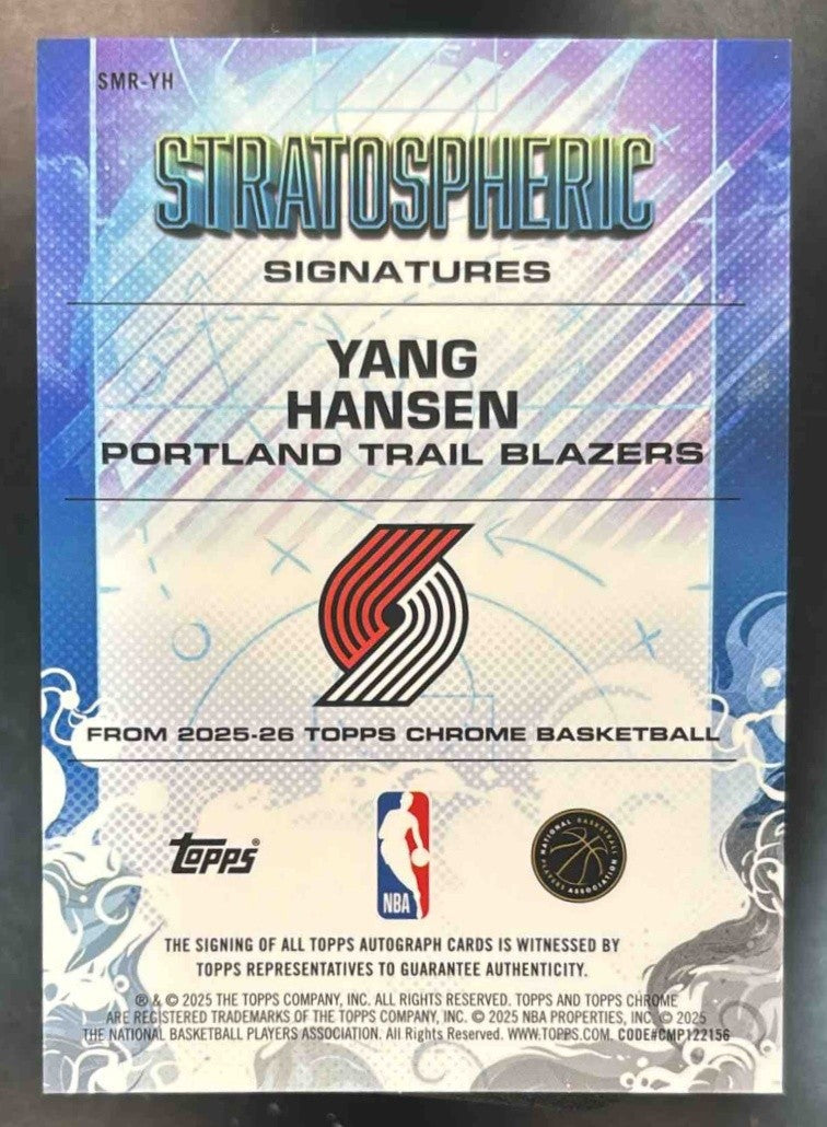 2025-26 Topps Chrome Yang Hansen Rookie Stratospheric Signatures RC Auto - Sports Cards