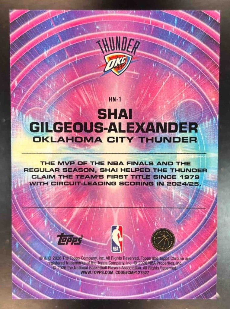 2025-26 Topps Cosmic Chrome Shai Gilgeous-Alexander Hypernova #HN-1 SSP Thunder - Sports Cards