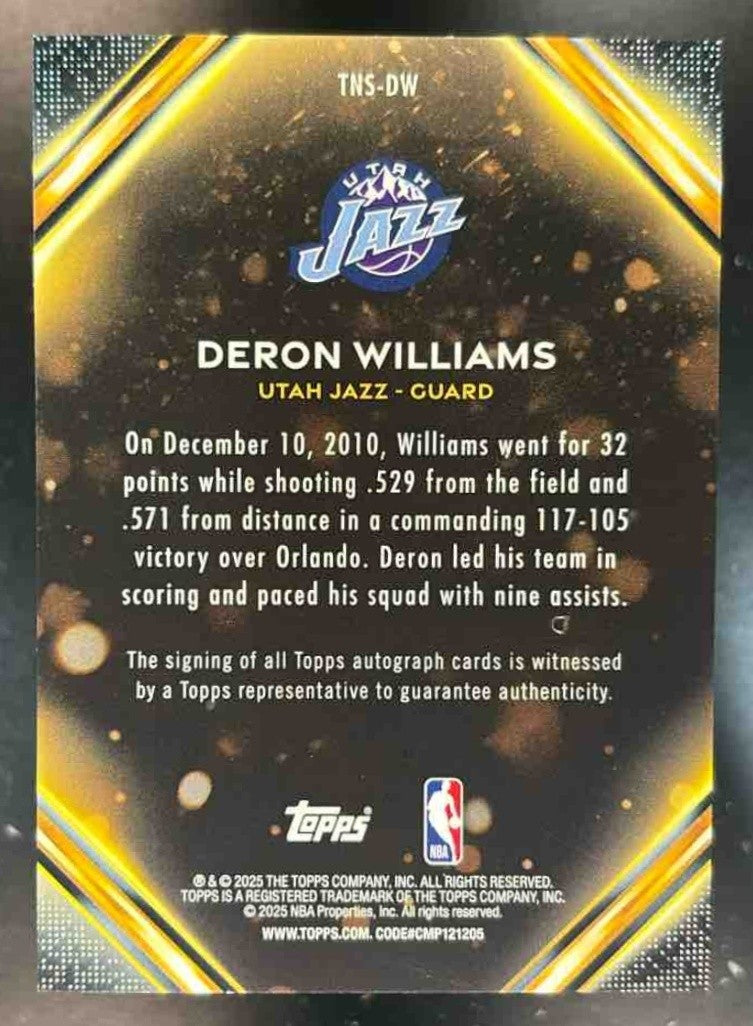 2025-26 Topps Deron Williams Notch Signatures Gold /50 #TNS-DW Auto Utah Jazz - Sports Cards
