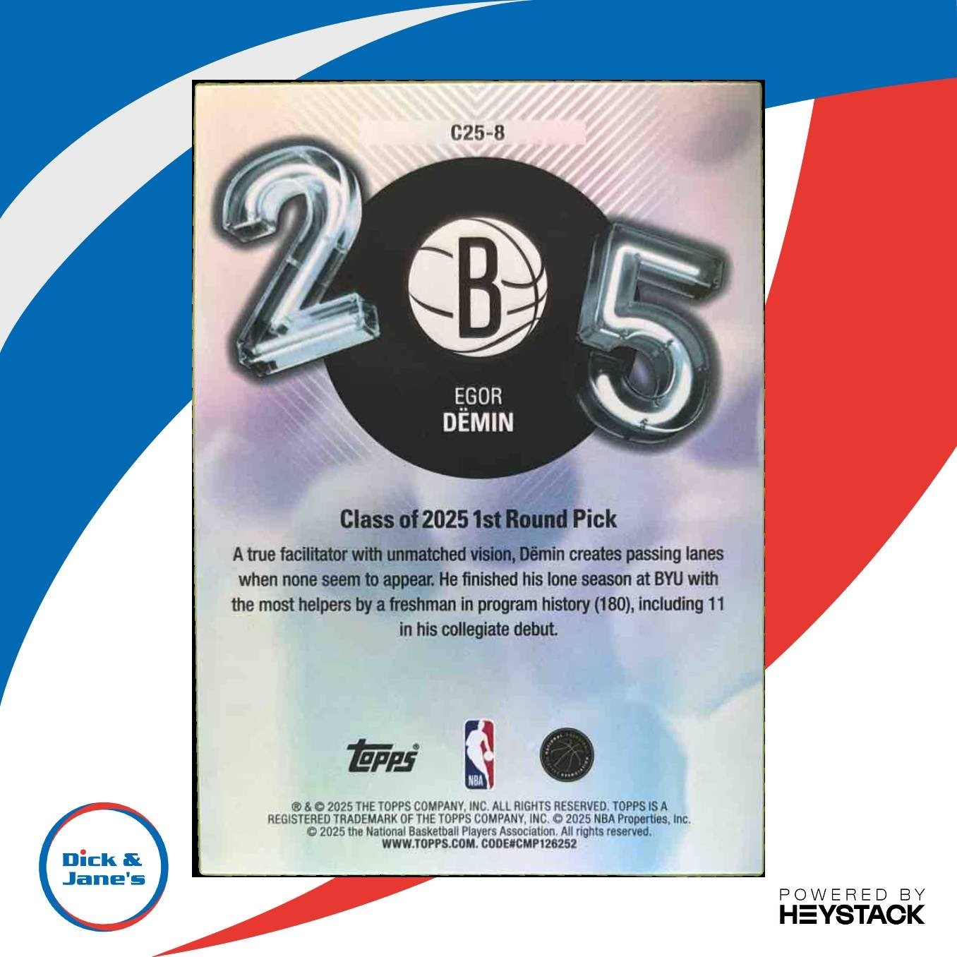 2025-26 Topps Egor Demin Class of 25’ #C25-8 RC Brooklyn Nets - Sports Cards