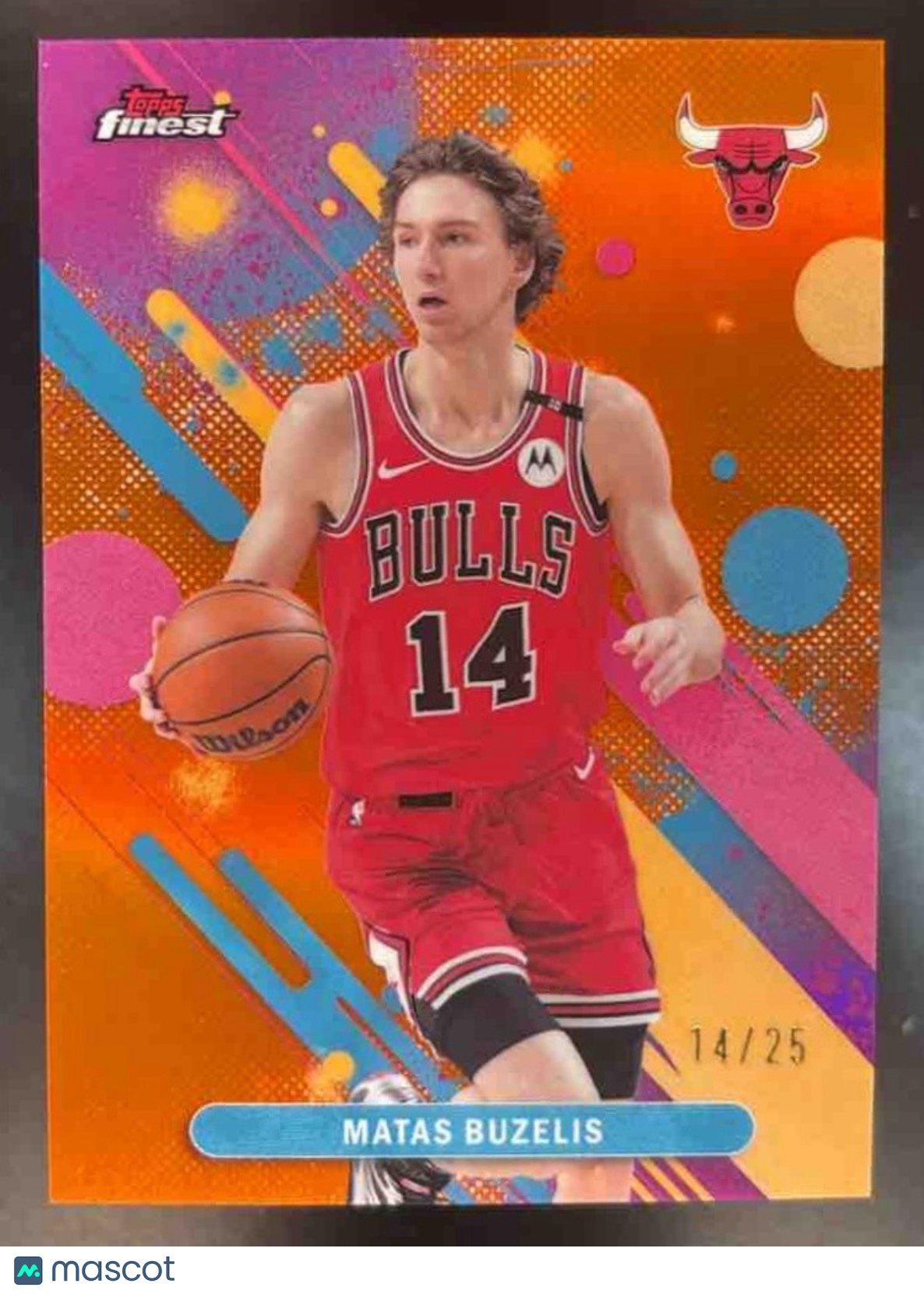 2025-26 Topps Finest Matas Buzelis Common Orange Refractor /25 #36 Chicago Bulls - Sports Cards