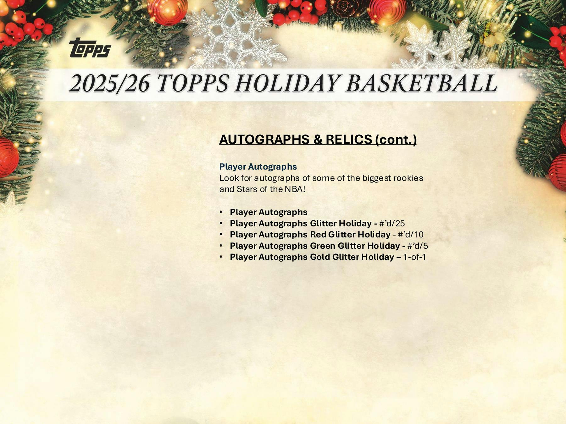 2025/26 Topps Holiday Basketball Mega Box Christmas Edition - MLB Hobby Box
