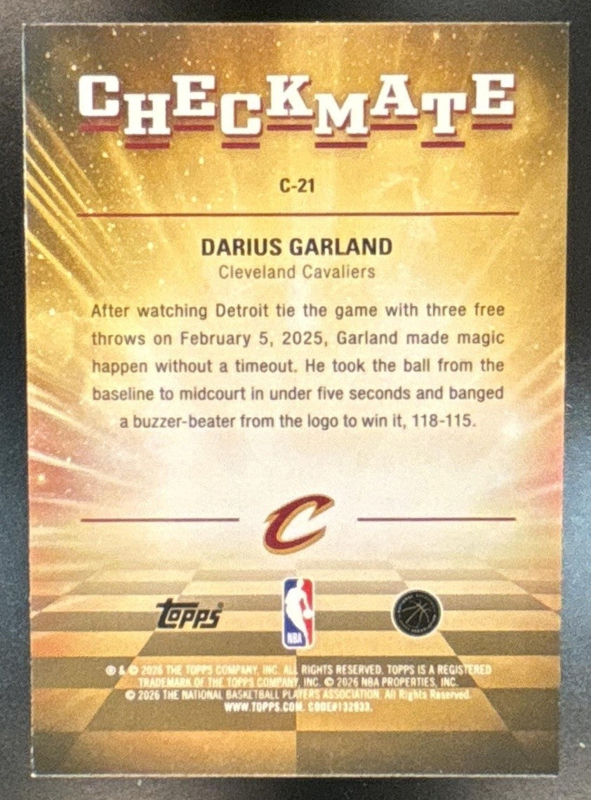 2025-26 Topps Hoops Darius Garland Checkmate #C-21 SSP Cleveland Cavaliers - Sports Cards