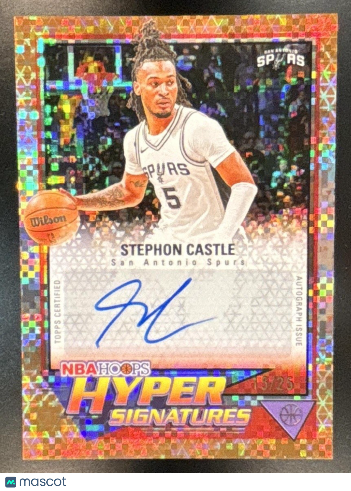 2025-26 Topps Hoops Stephon Castle Hyper Signatures Light Burst Orange /25 Auto - Sports Cards