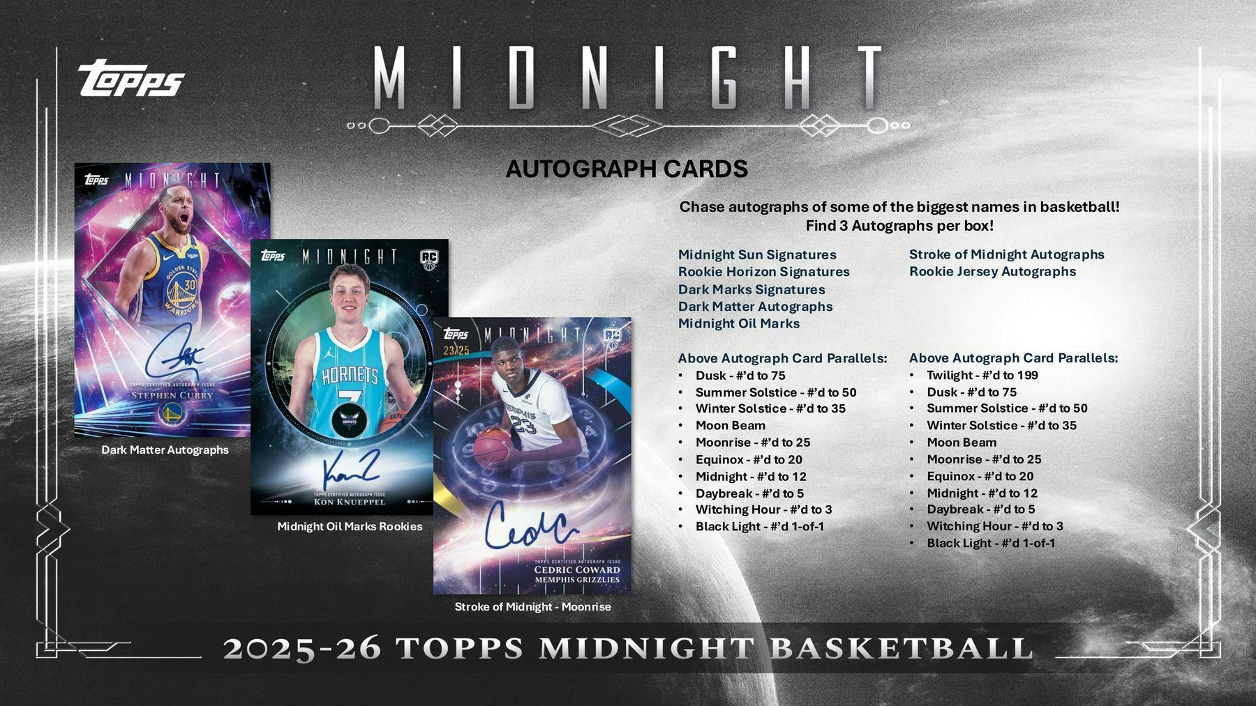 2025/26 Topps Midnight Basketball Hobby Box (3 Autos) - NBA Hobby Box