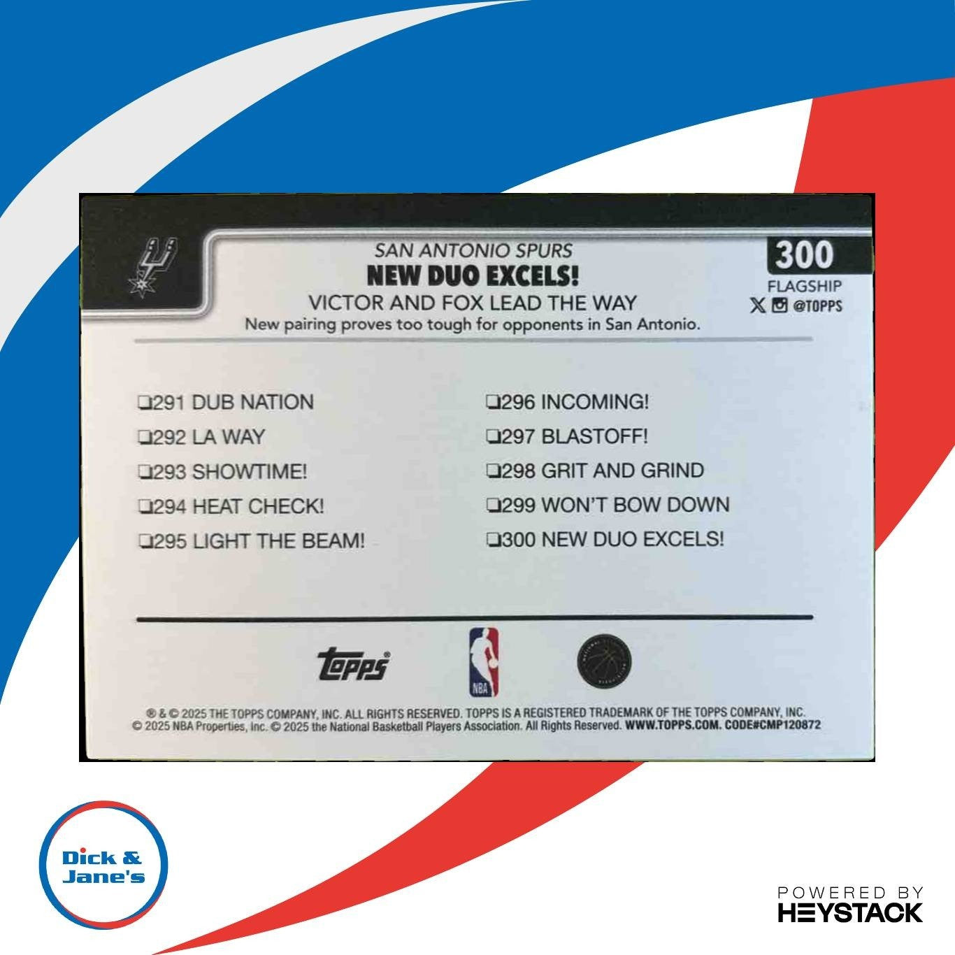 2025-26 Topps New Duo Excels! Victor and Fox Lead The Way Holo Foil #300 Spurs - Sports Cards