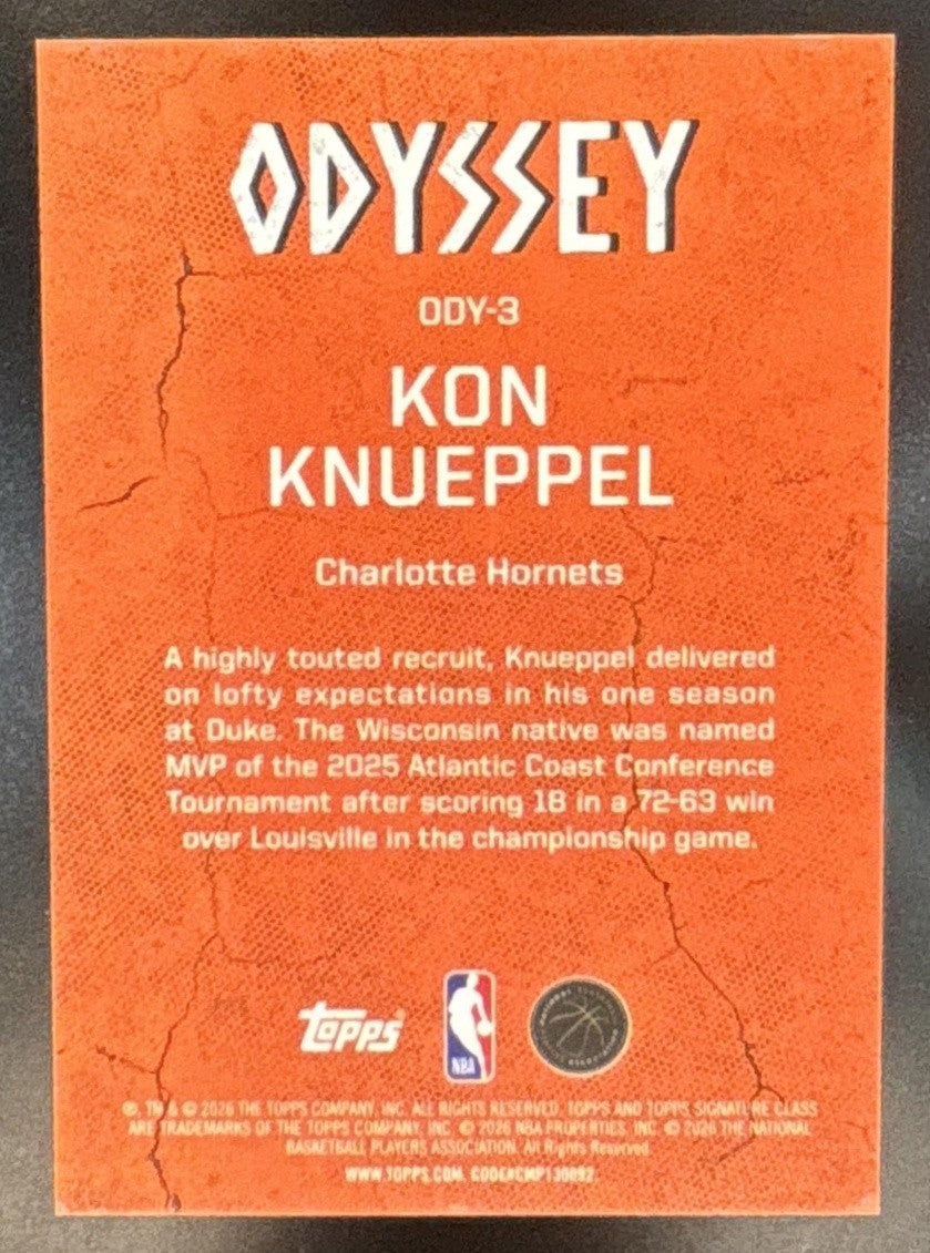 2025-26 Topps Signature Class Kon Knueppel Odyssey RC SSP Charlotte Hornets - Sports Cards