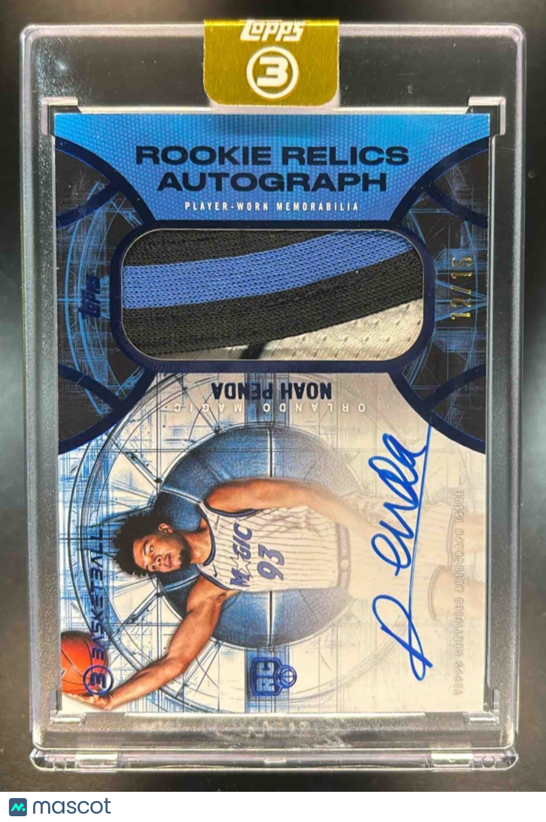 2025-26 Topps Three Noah Penda Relics Auto Blue /15 #RRA-NP MEM RC Magic - Sports Cards