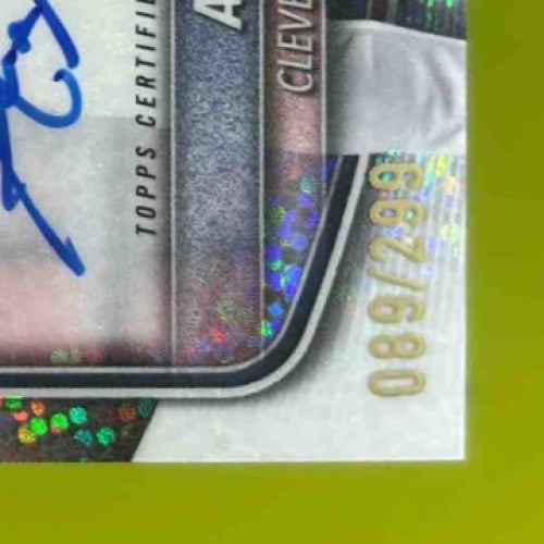 2025 Bowman Alex Mooney Chrome Auto Speckle Refractor 89/299 1st Prospect CLEV - Sports Cards