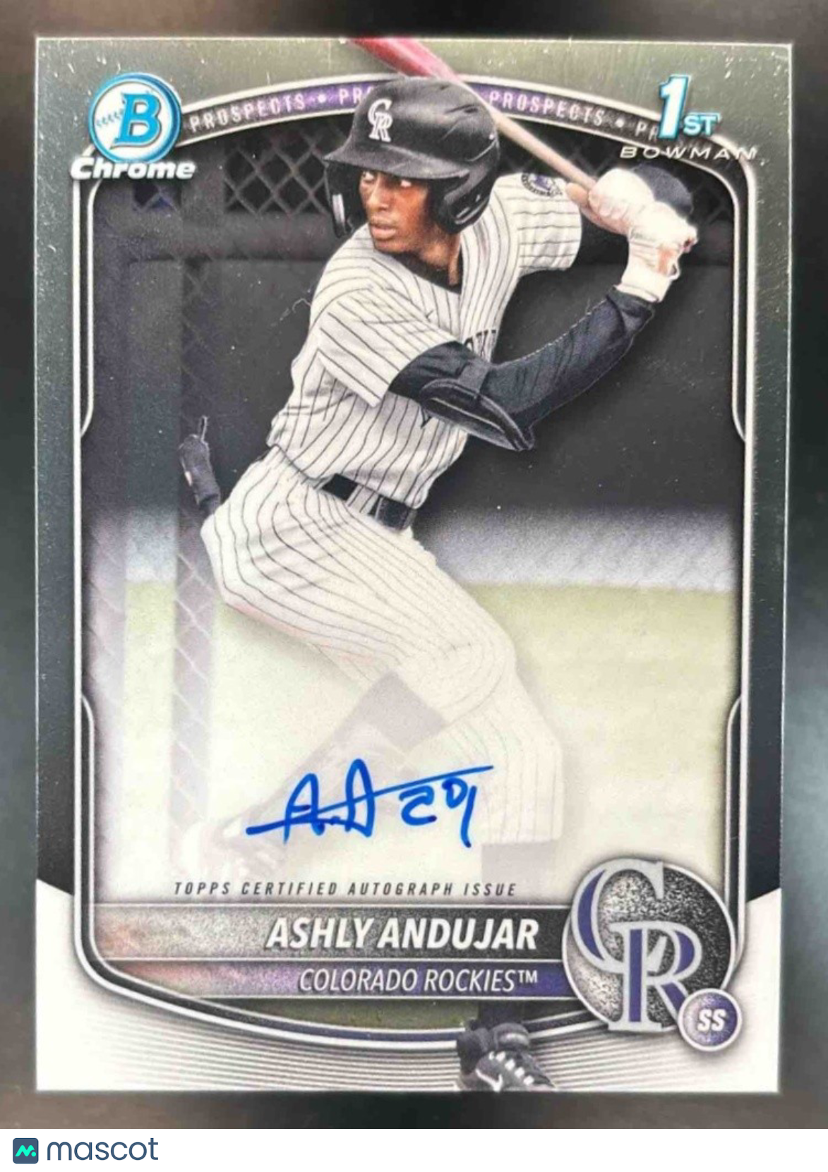 2025 Bowman Ashly Andujar Chrome Auto 1st Prospect Colorado Rockies - Sports Cards