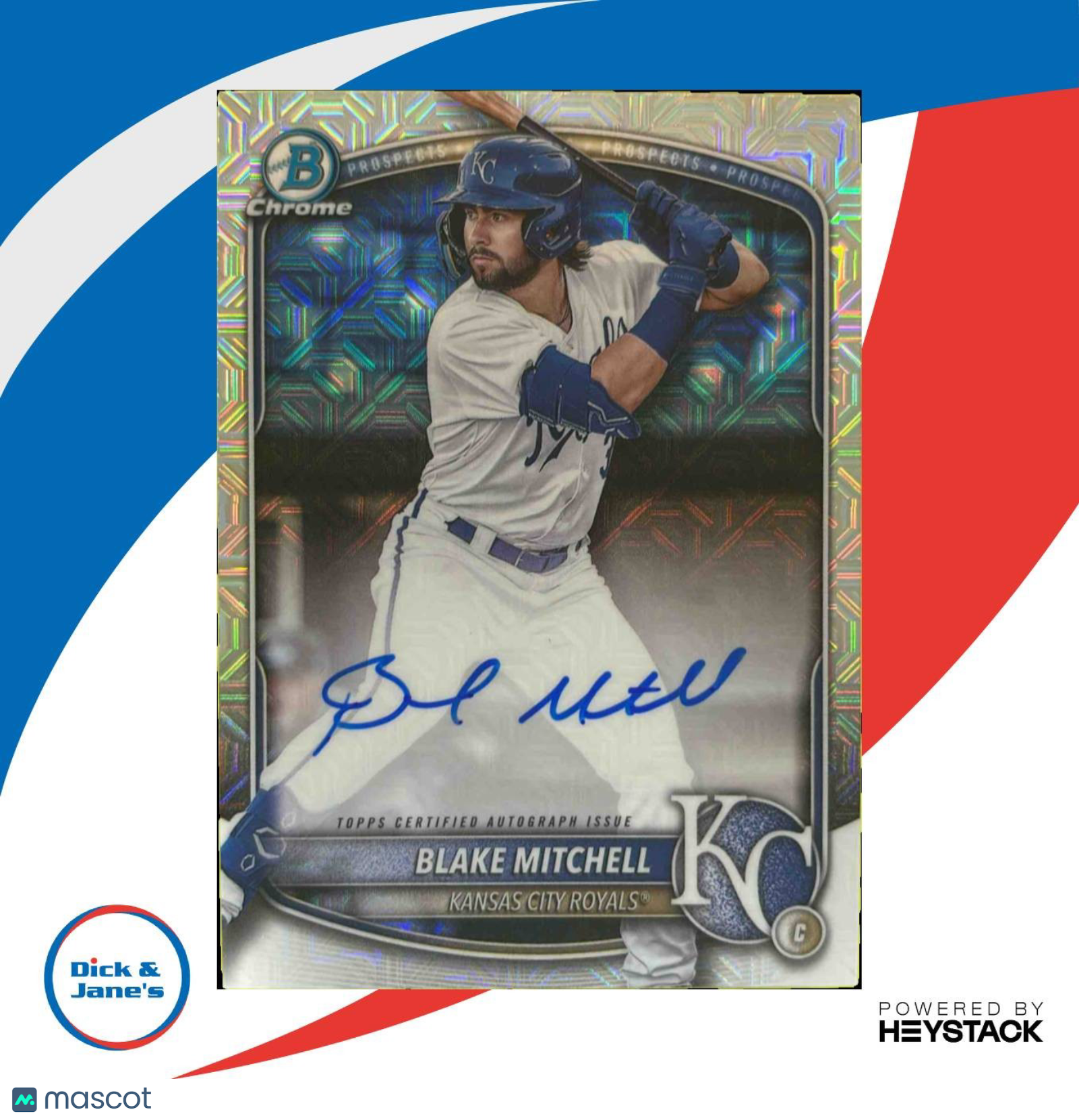 2025 Bowman Blake Mitchell Chrome Prospect Auto Mega Box Refractor Kansas City Sports Cards