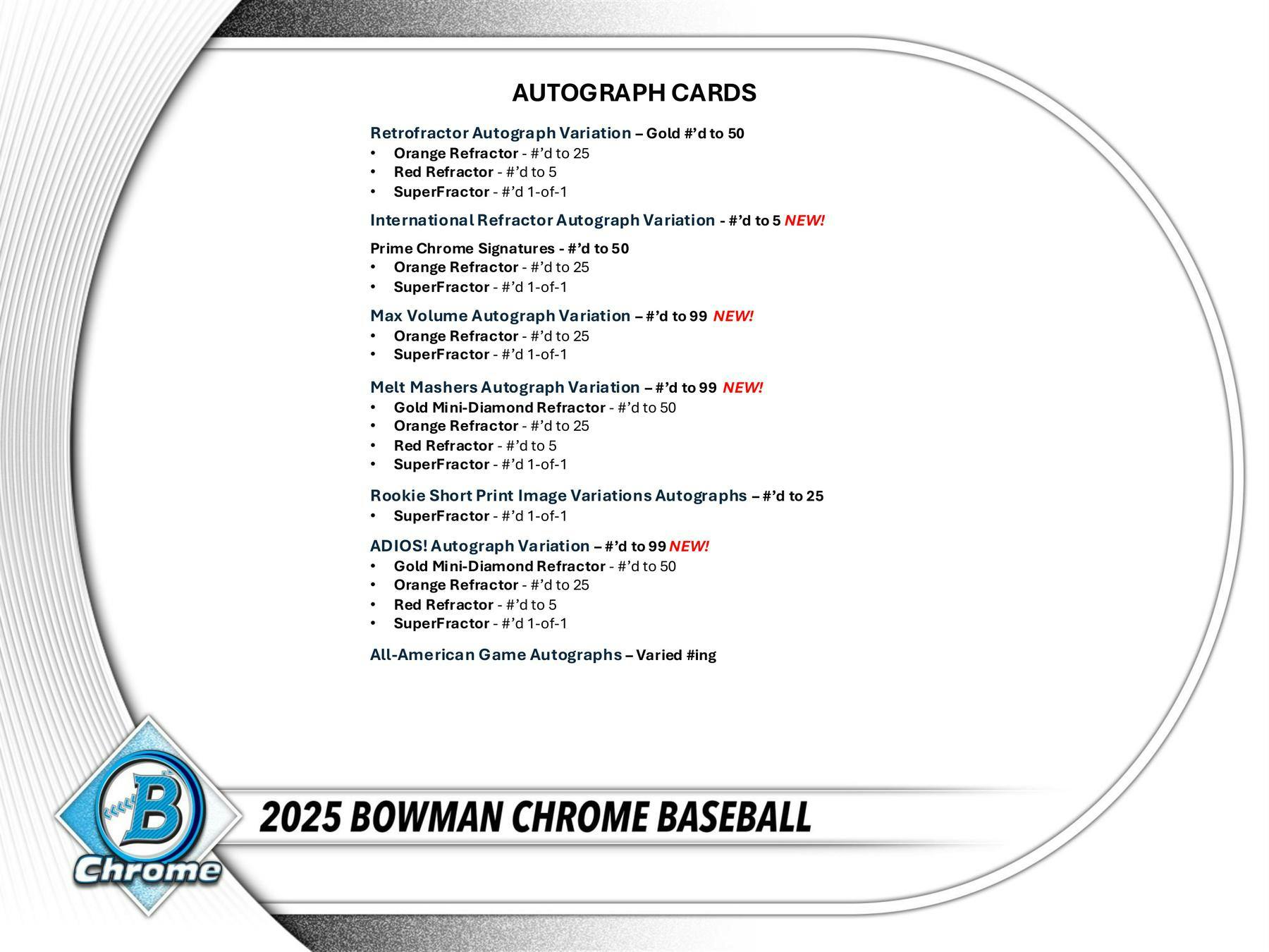2025 Bowman Chrome Baseball Hobby Box (2 Chrome Auto) Sep 23rd - MLB hobby