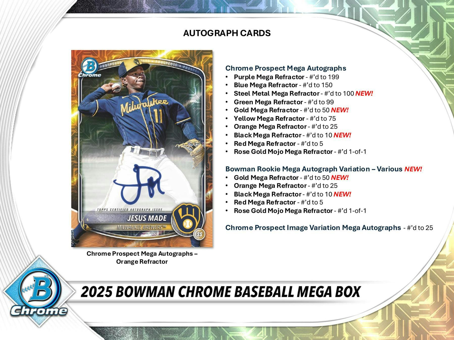 2025 Bowman Chrome Baseball Mega Box (2 Mojo Packs) - MLB hobby