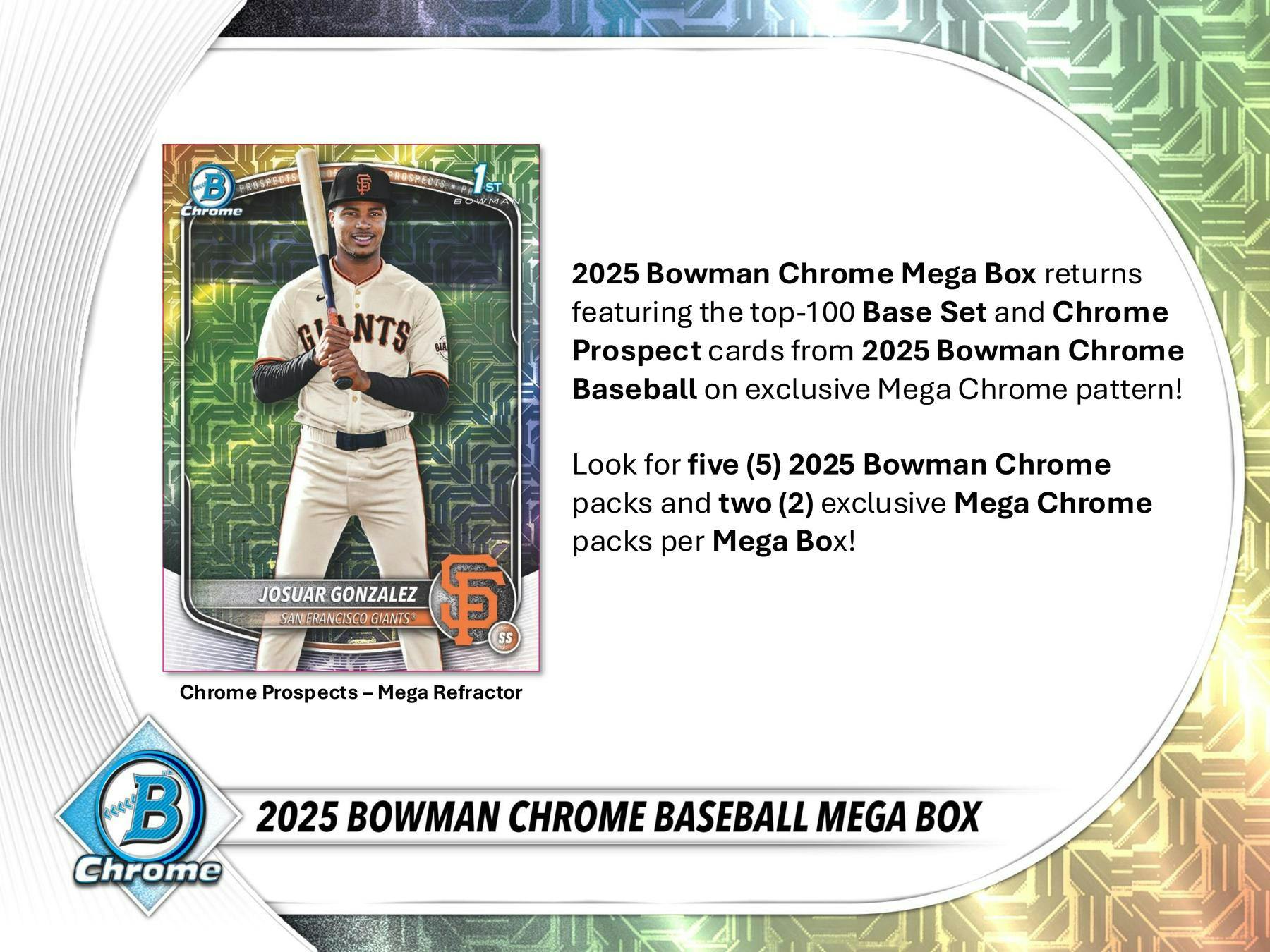 2025 Bowman Chrome Baseball Mega Box (2 Mojo Packs) - MLB hobby