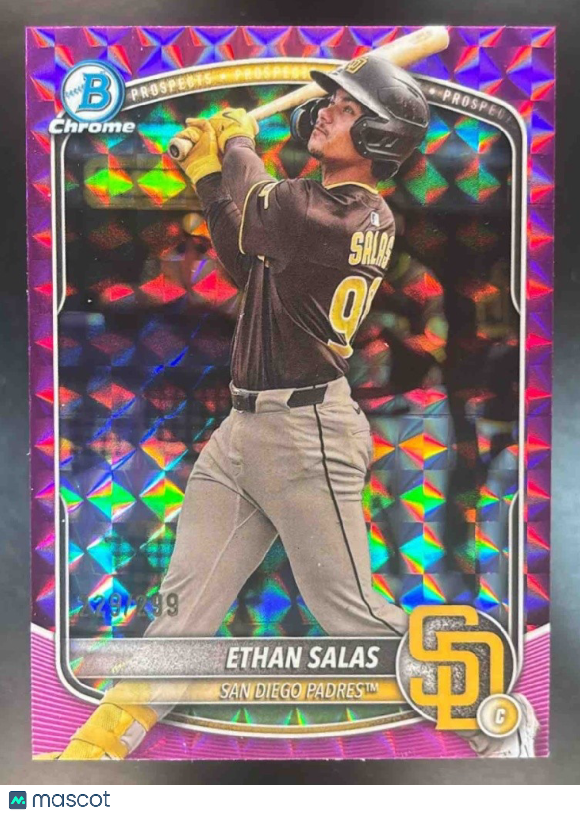 2025 Bowman Chrome Ethan Salas Prospects Fuchsia Geometric /299 #BCP-169 Padres - Sports Cards