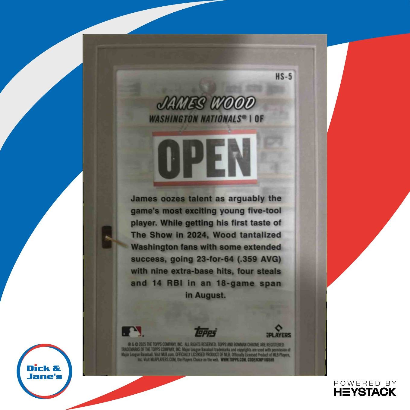 2025 Bowman Chrome James Wood Hobby Stars Green Refractor 28/99 Rookie Nationals - Sports Cards