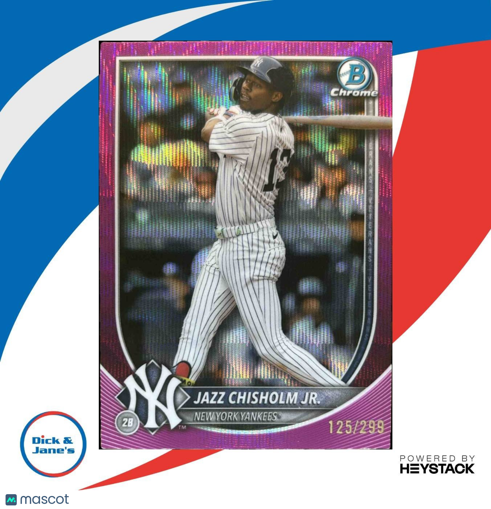 2025 Bowman Chrome Jazz Chisholm Jr. Fuchsia Wave /299 #34 New York Yankees - Sports Cards