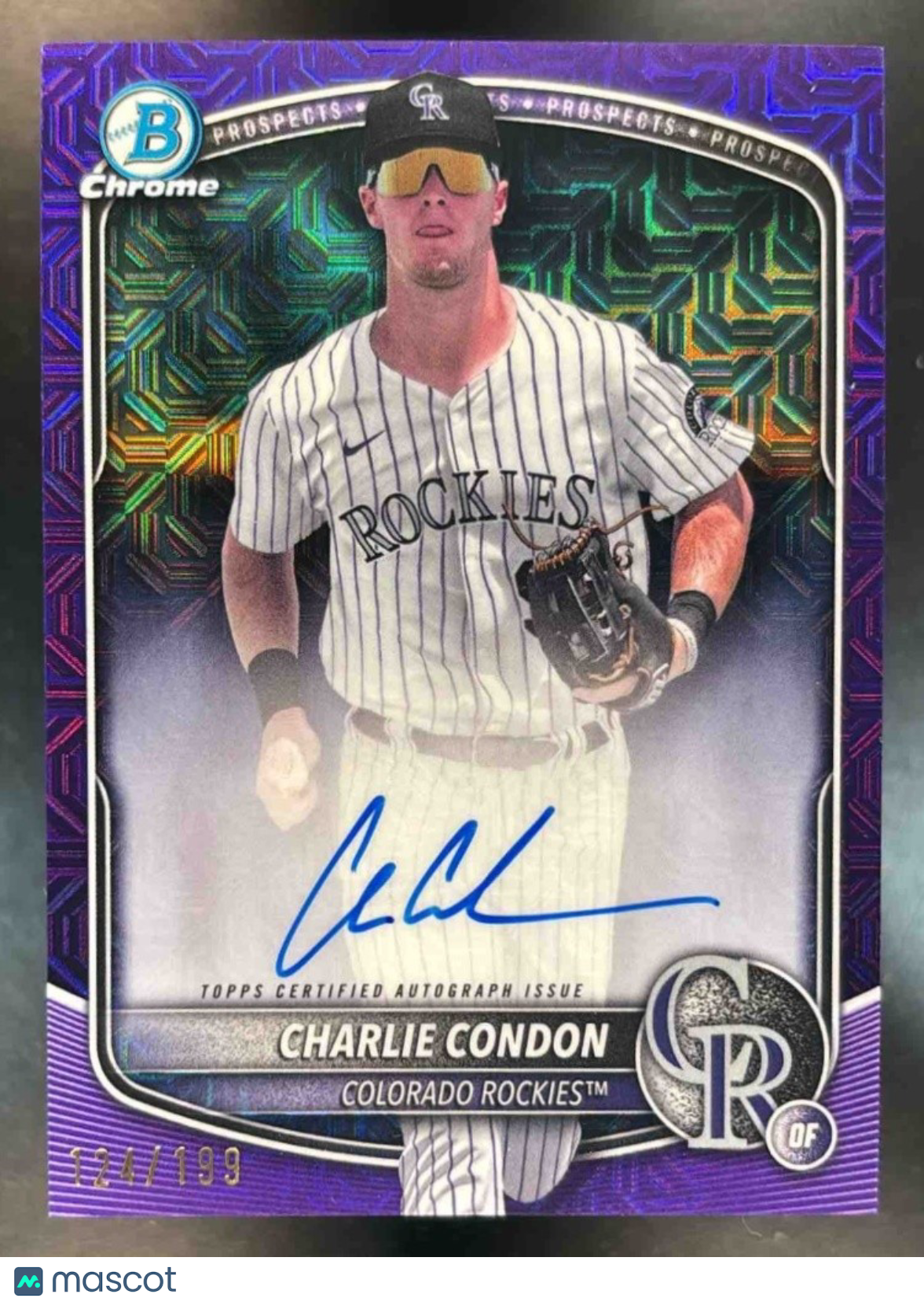 2025 Bowman Chrome Mega Box Charlie Condon Prospect Auto Purple Mojo /199 Rockie - Sports Cards