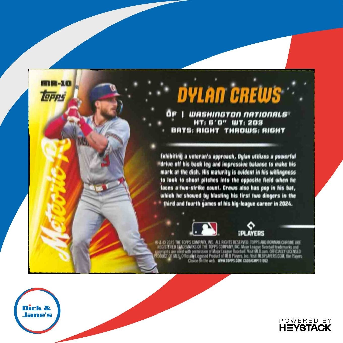 2025 Bowman Chrome Mega Box Dylan Crews Meteoric Rise Purple /250 RC Nationals - Sports Cards