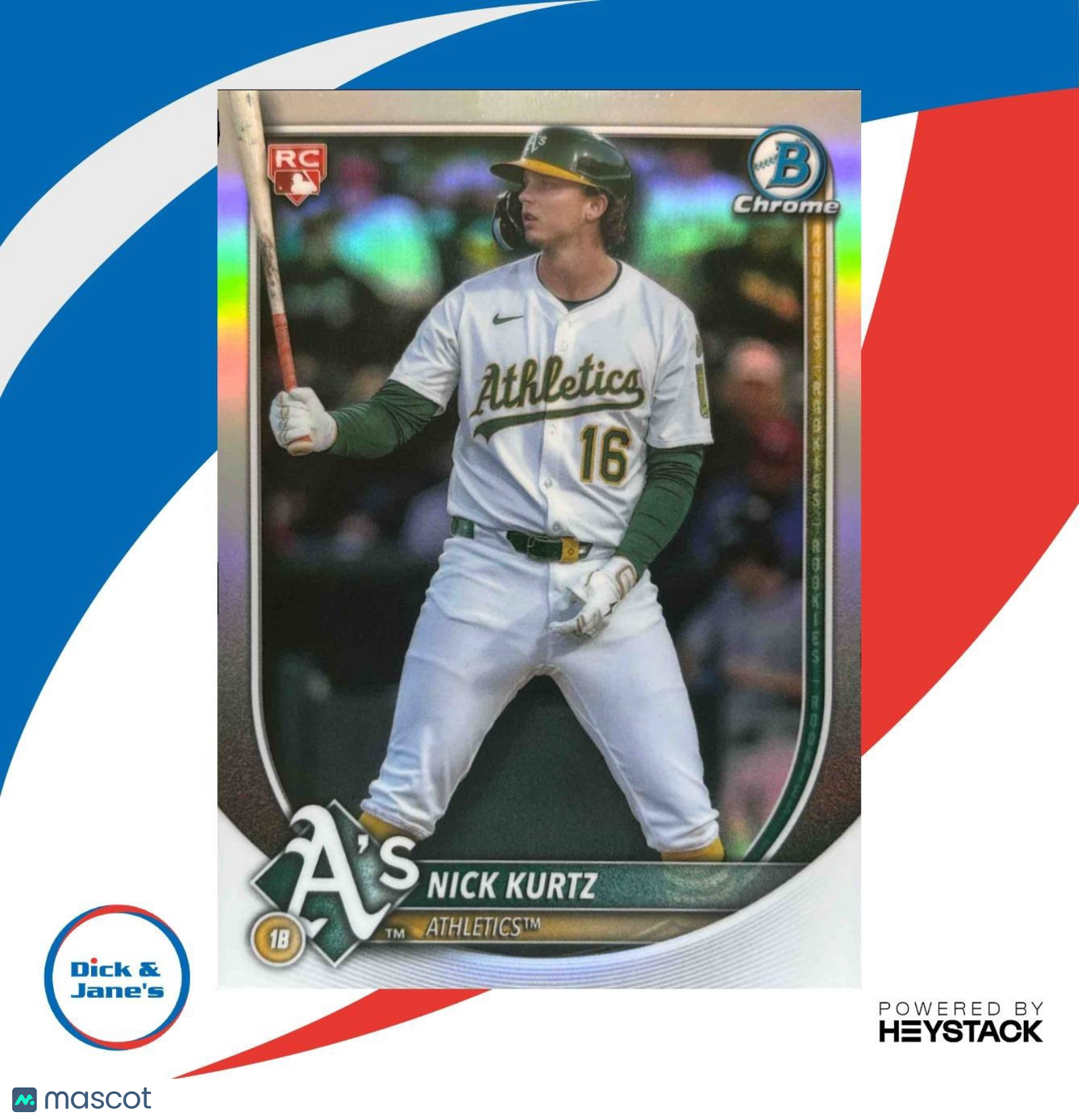 2025 Bowman Chrome Nick Kurtz Red RC Variation #93 Athletics - Sports Cards