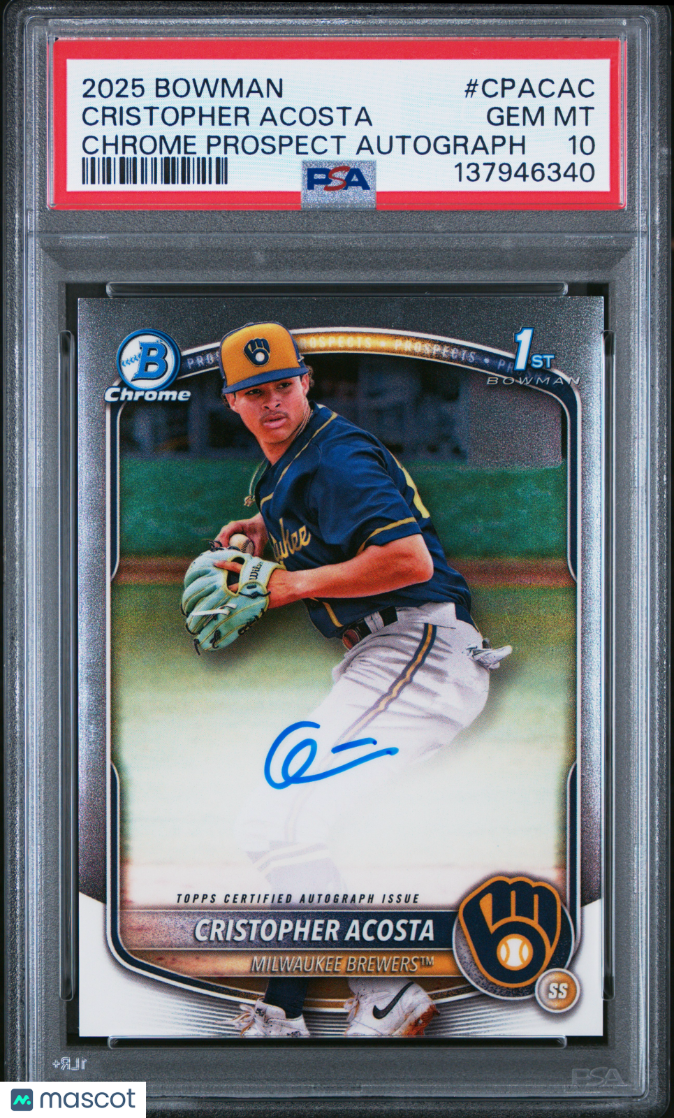 2025 Bowman Chrome Prospect Autographs Cristopher Acosta Rookie PSA 10 GEM MINT - Graded Sports Cards