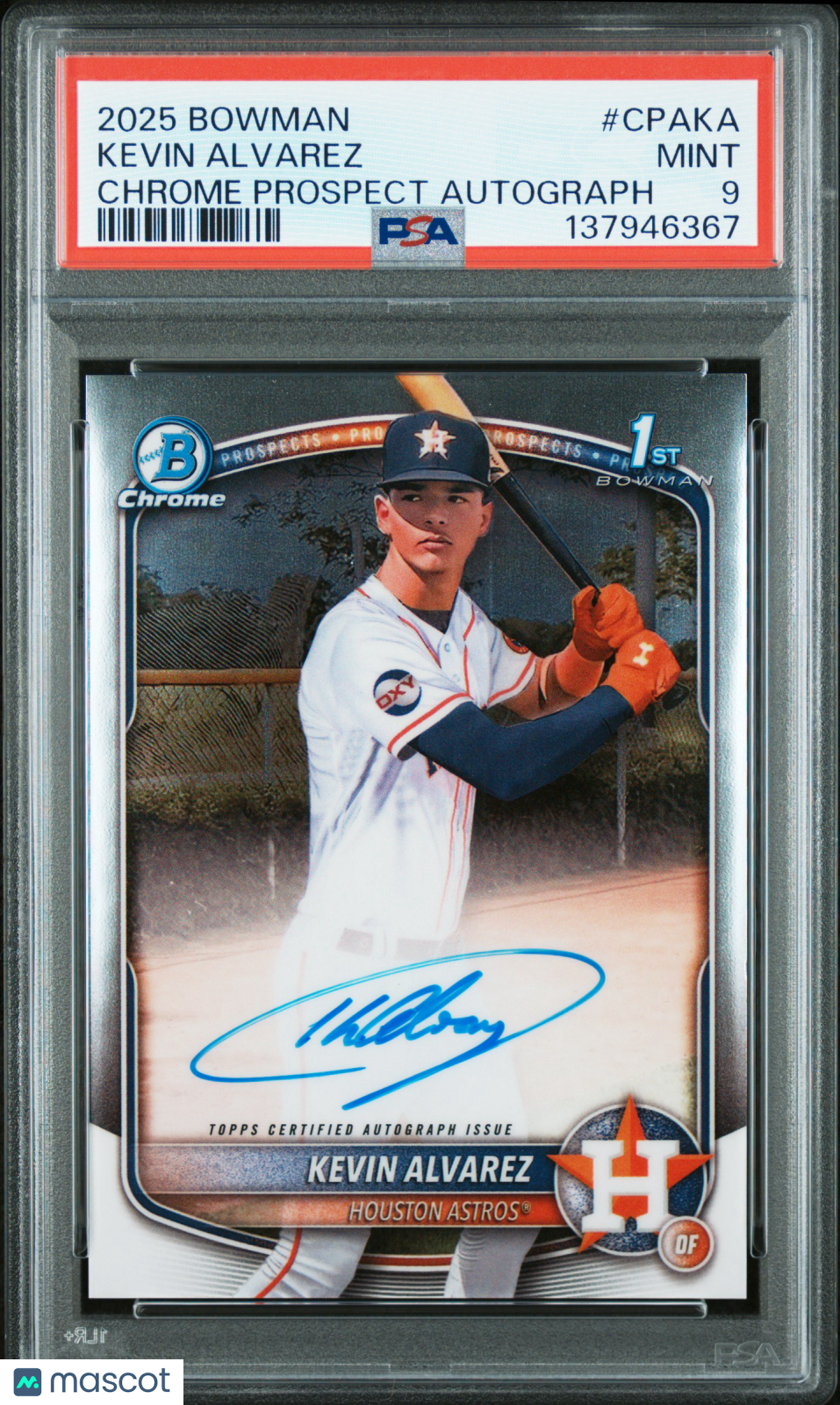 2025 Bowman Chrome Prospect Autographs Kevin Alvarez #CPAKA PSA 9 Houston Astros - Graded Sports Cards