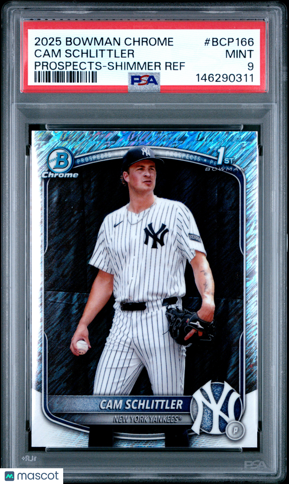2025 Bowman Chrome Prospects Cam Schlittler Shimmer Ref PSA 9 MINT Yankees - Graded Sports Cards
