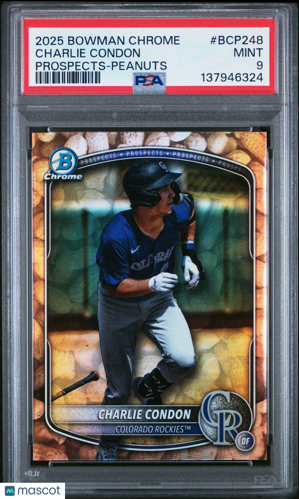 2025 Bowman Chrome Prospects Charlie Condon Peanuts #BCP248 PSA 9 MINT Rockies - Graded Sports Cards