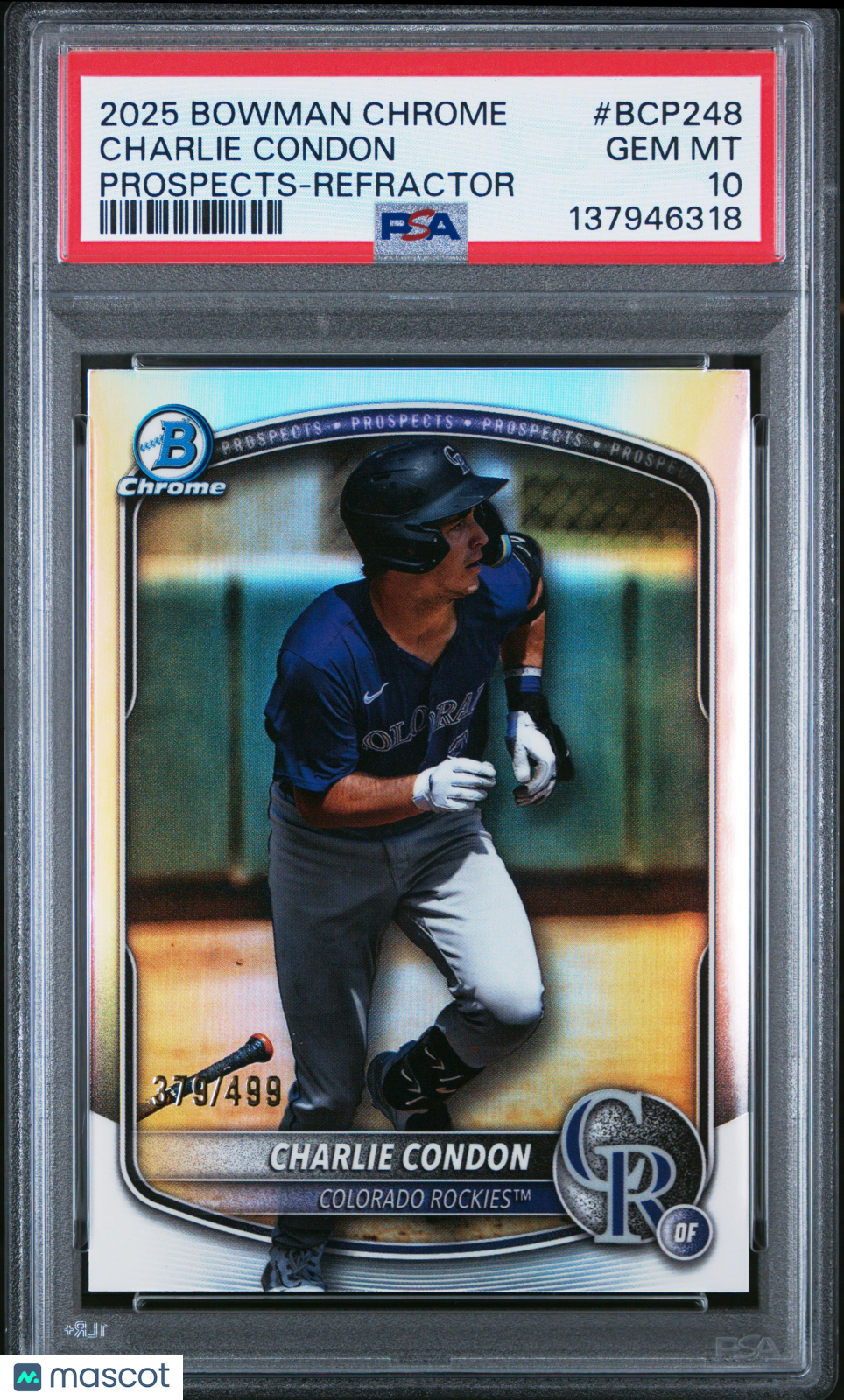 2025 Bowman Chrome Prospects Charlie Condon Refractor /499 #BCP248 PSA 10 GEM - Graded Sports Cards