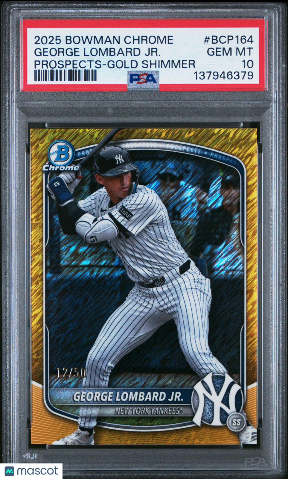 2025 Bowman Chrome Prospects George Lombard JR. Gold Shimmer 12/50 PSA 10 GEM - Graded Sports Cards