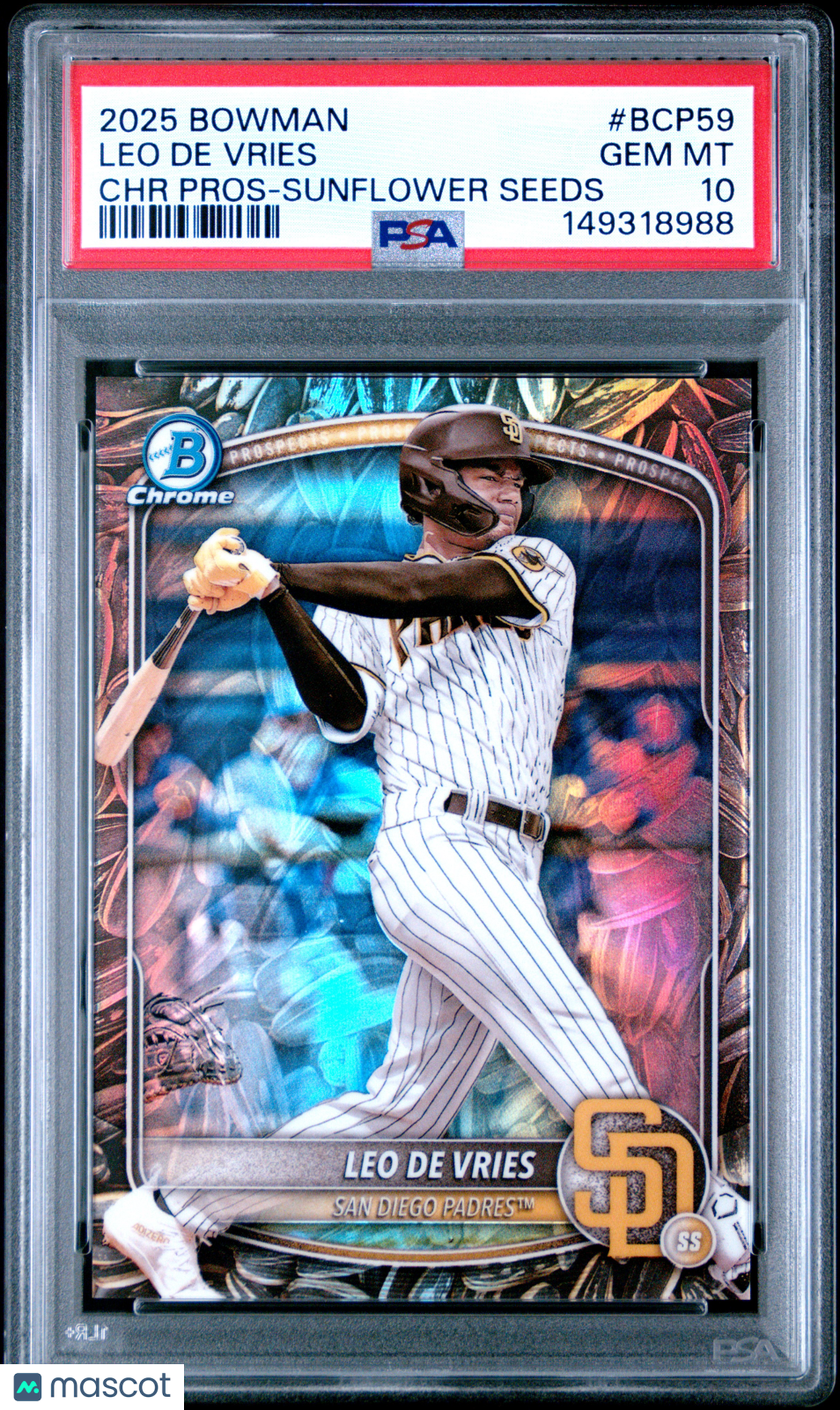 2025 Bowman Chrome Prospects Leo De Vries Sunflower Seeds PSA 10 GEM MINT - Graded Sports Cards