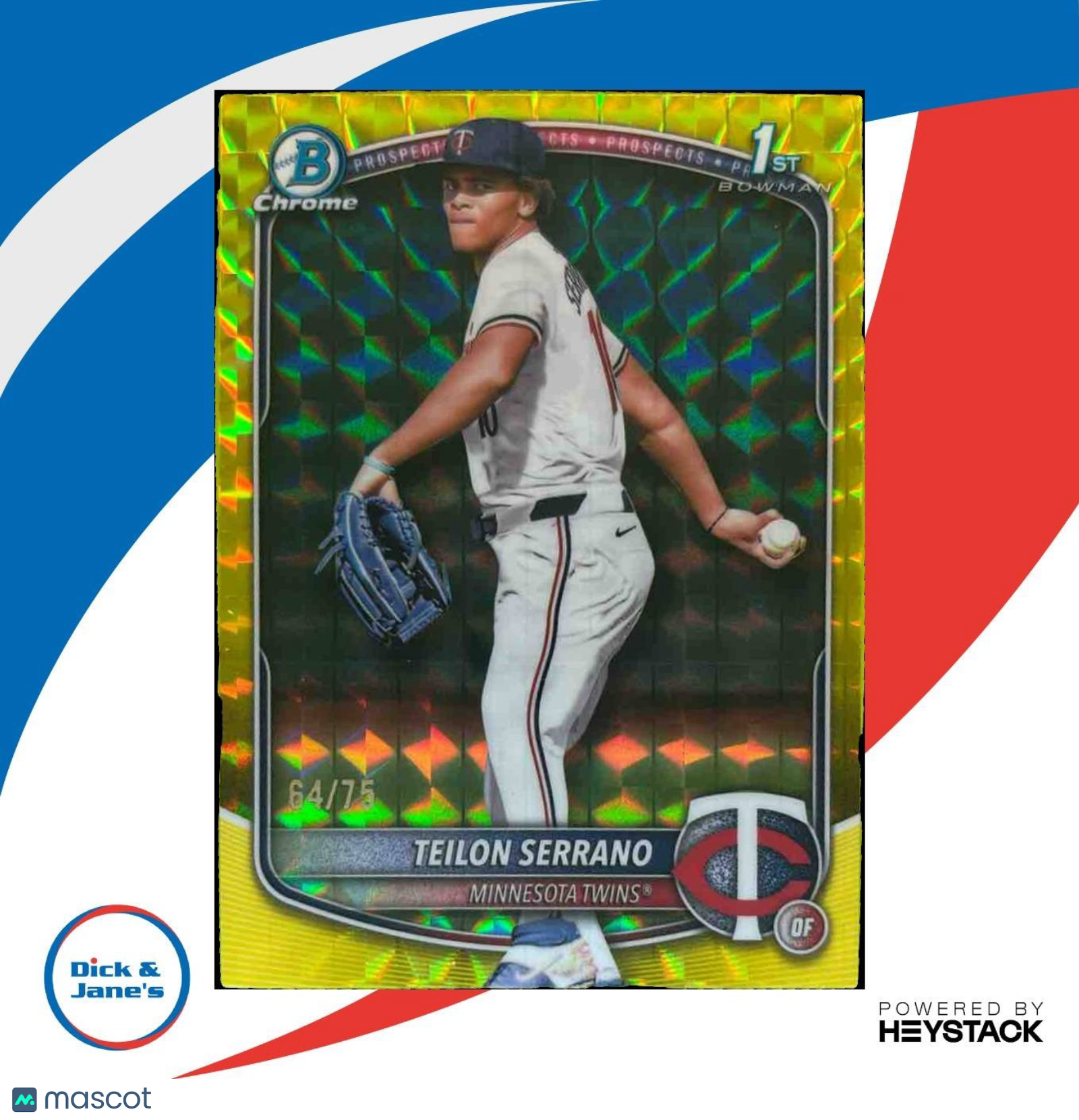 2025 Bowman Chrome Teilon Serrano Yellow Geometric /75 #BCP-188 1st Prospect - Sports Cards