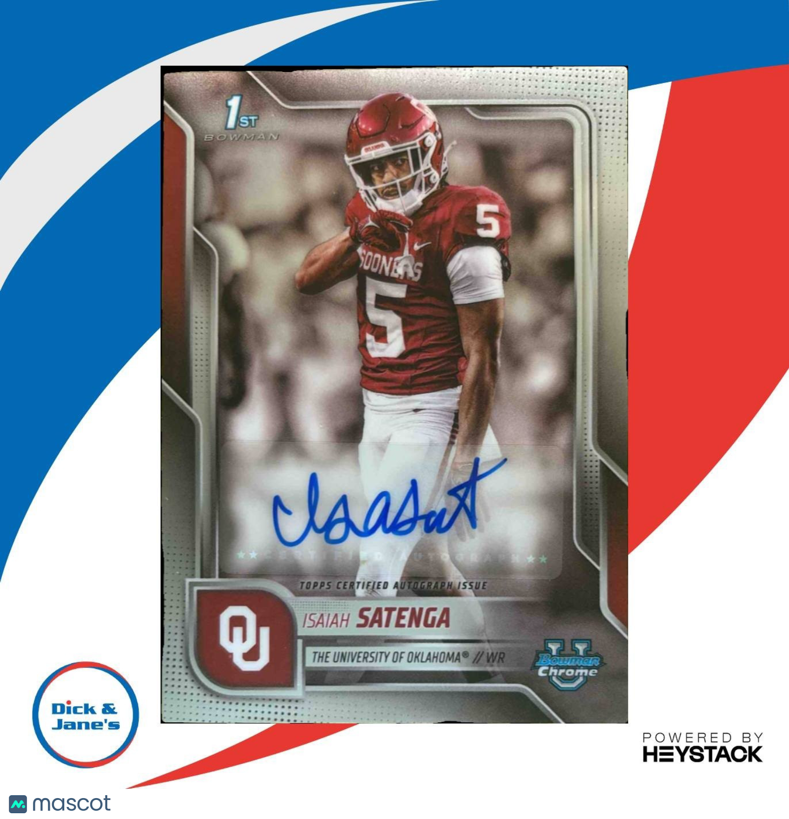 2025 Bowman Chrome University Isaiah Sategna Prospect Auto Oklahoma Sooners - Sports Cards