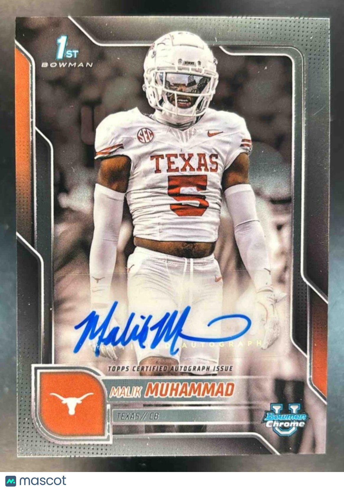 2025 Bowman Chrome University Malik Muhammad Prospect Auto Texas Longhorns - Sports Cards