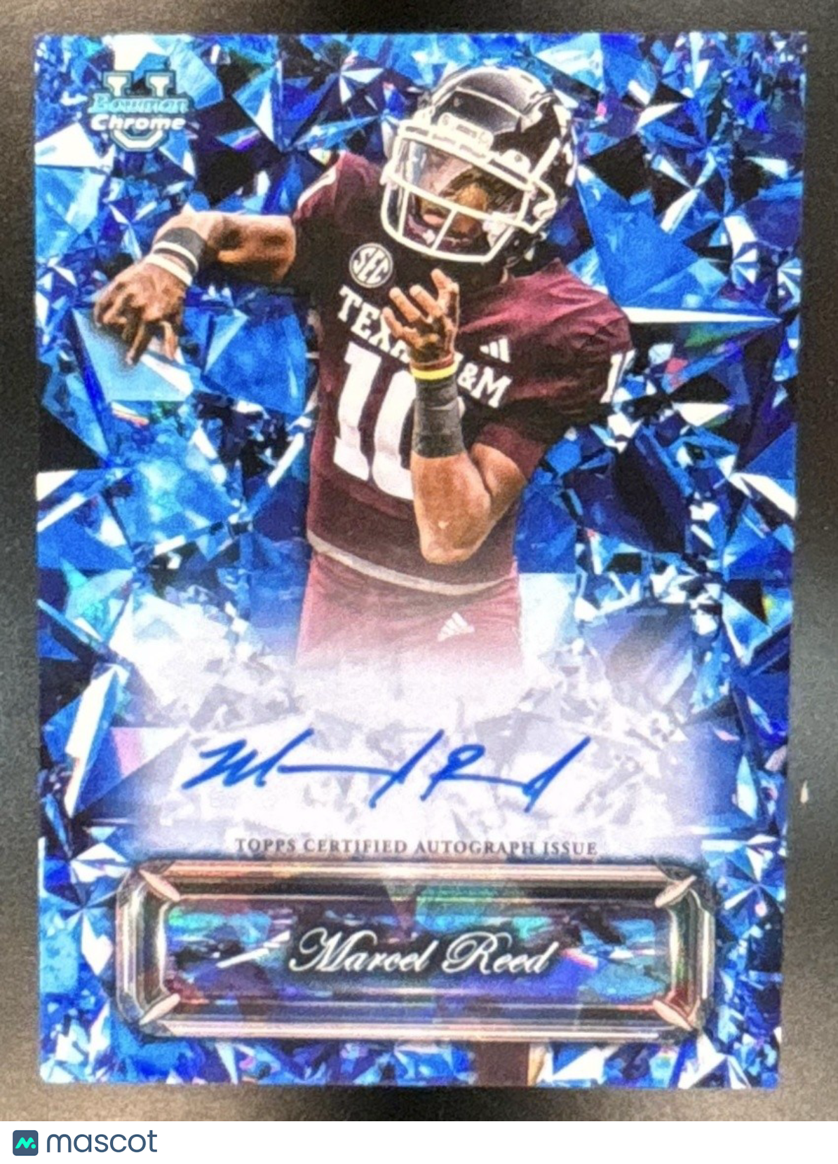 2025 Bowman Chrome University Sapphire Marcel Reed Selections Signatures Auto - Sports Cards