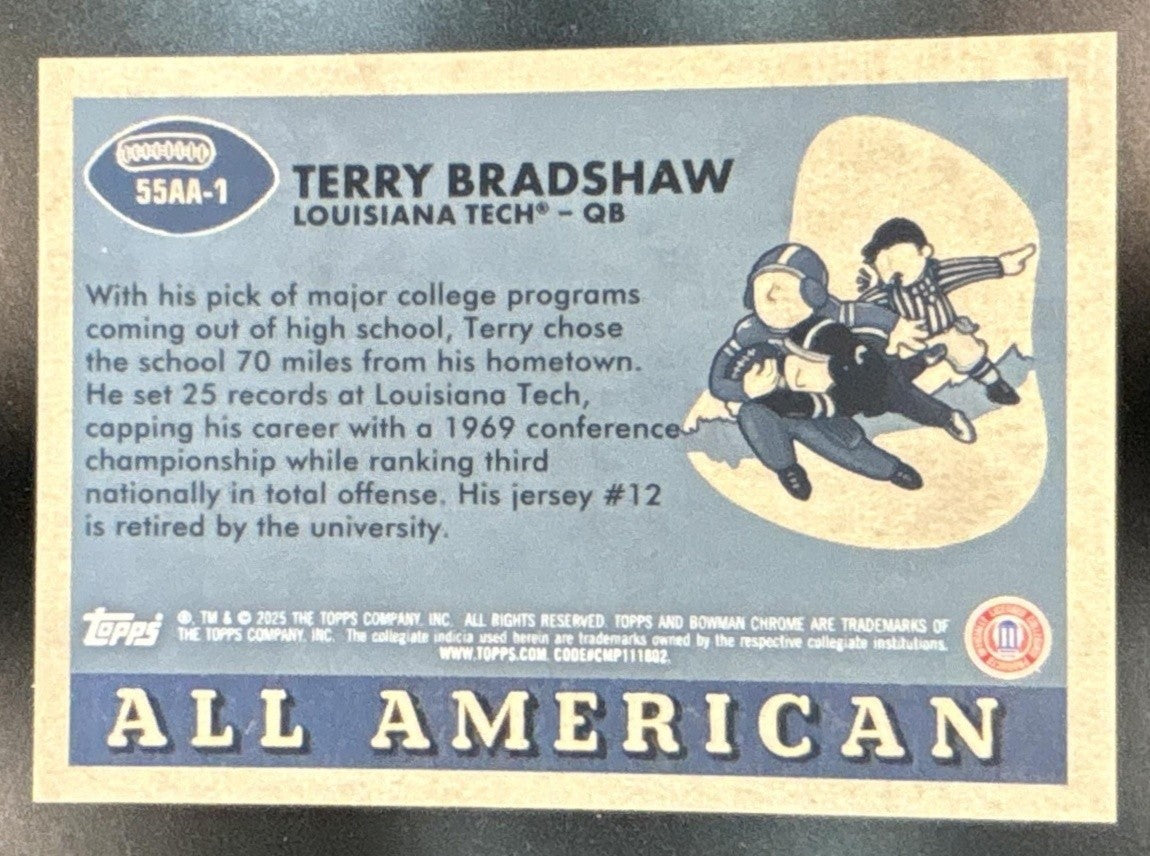 2025 Bowman Chrome University Terry Bradshaw 1955 All-American Stars /100 - Sports Cards