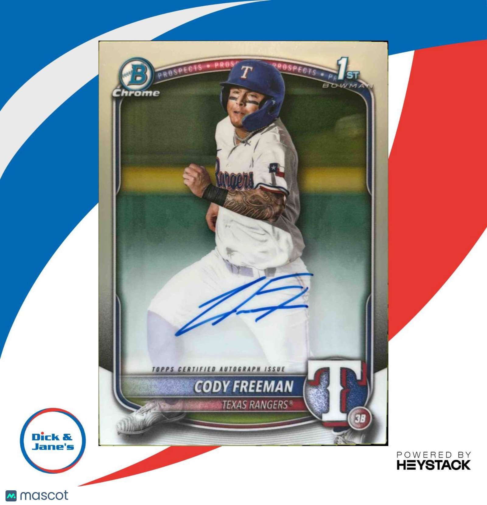 2025 Bowman Cody Freeman Chrome Auto #CPA-CFR 1st Prospect Texas Rangers - Sports Cards