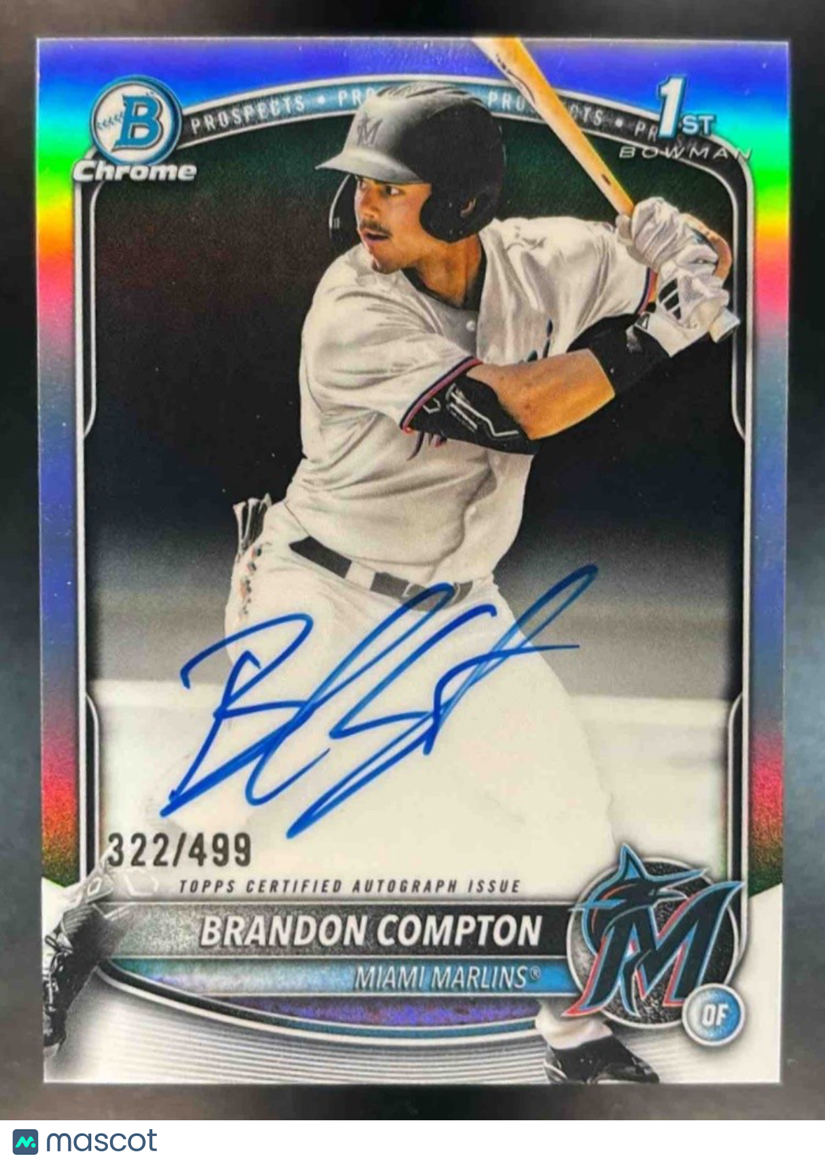 2025 Bowman Draft Brandon Compton Chrome Auto /499 1st Prospect Miami Marlins - Sports Cards