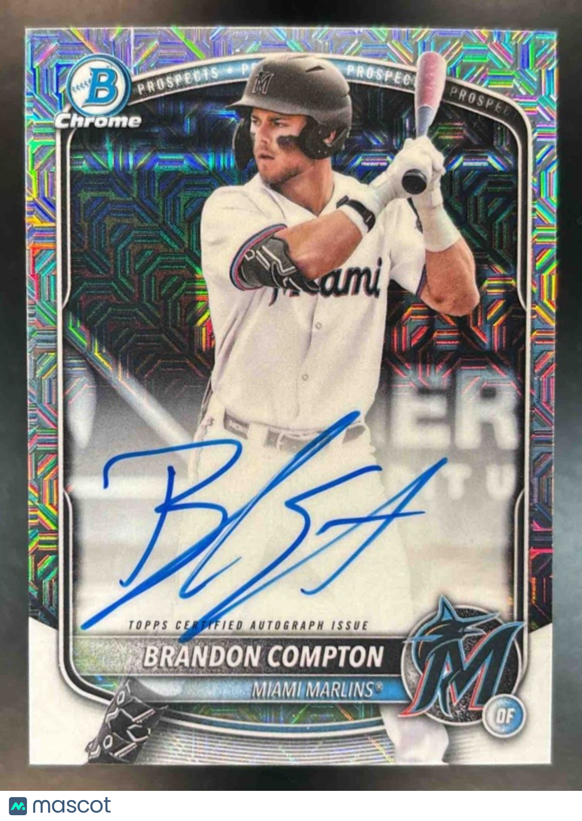 2025 Bowman Draft Brandon Compton Chrome Auto Mojo 1st Prospect Miami Marlins - Sports Cards