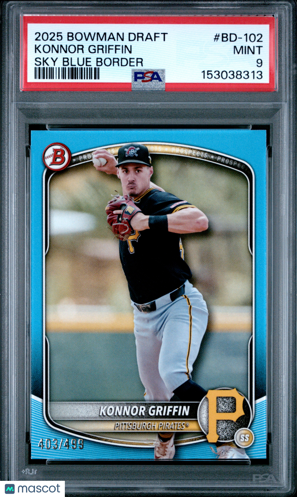 2025 Bowman Draft Konnor Griffin Sky Blue Border 403/499 #BD-102 PSA 9 - Graded Sports Cards