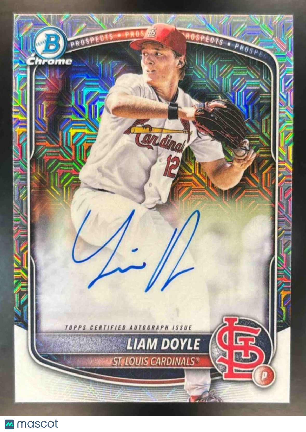 2025 Bowman Draft Liam Doyle Chrome Auto Mojo Refractor 1st Prospect Cardinals - Sports Cards