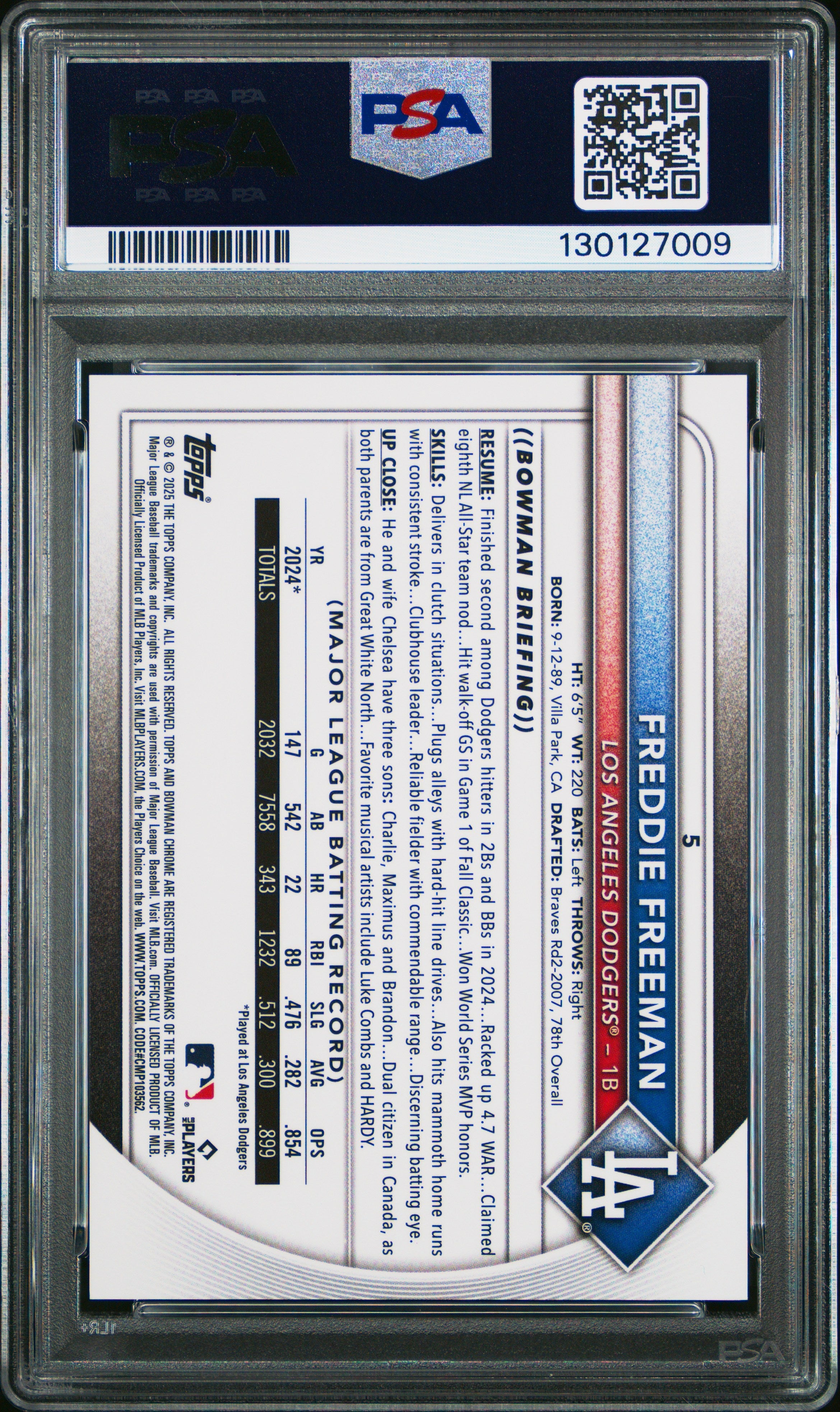 2025 Bowman Mega Box Chrome Freddie Freeman Gold Refractor 12/50 #5 PSA 9 - Graded Sports Cards